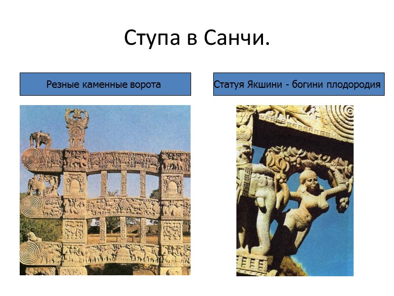 Ступа в Санчи. Резные каменные ворота  Статуя Якшини - богини плодородия
